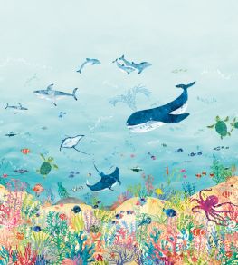 Coral Kingdom Mural by Villa Nova Blue Coral Kingdom Mural by Villa Nova Blue