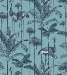 Crane Fonda Wallpaper by Divine Savages Palm Blue