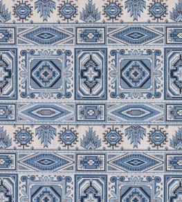 Crowley Epingle Fabric by Schumacher Blue