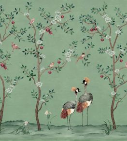 Crowned Crane Mural by Coordonne Turquoise Crowned Crane Mural by Coordonne Turquoise