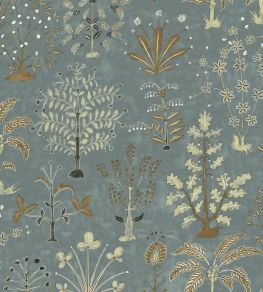 Cynthia Wallpaper by Josephine Munsey Mid Blue and Olive Cynthia Wallpaper by Josephine Munsey Mid Blue and Olive