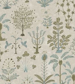 Cynthia Fabric by Josephine Munsey Stone / Light Blue and Olive Cynthia Fabric by Josephine Munsey Stone / Light Blue and Olive