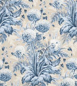 Dahlia Fabric by Anna French Navy on Linen Dahlia Fabric by Anna French Navy on Linen