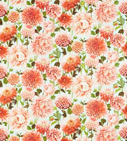 Dahlia Fabric by Harlequin Coral / Fig Leaf / Sky Dahlia Fabric by Harlequin Coral / Fig Leaf / Sky