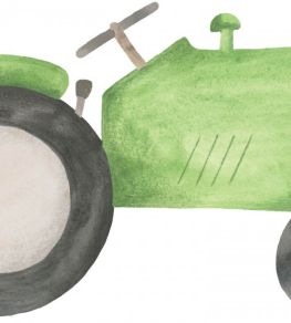 Decor Pre-Encolle Green Tractor Mural by Casadeco Vert Prairie