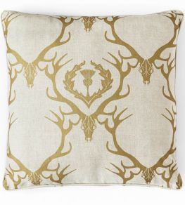 Deer Damask Pillow 24 x 24" by Barneby Gates Gold Deer Damask Pillow 24 x 24" by Barneby Gates Gold