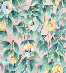 Disco Lemons Wallpaper by Brand McKenzie Dusty Teal