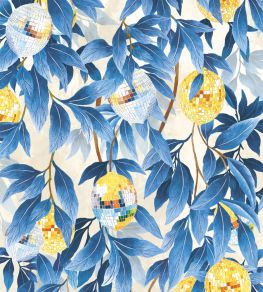 Disco Lemons Wallpaper by Brand McKenzie Mediterranean Blue Disco Lemons Wallpaper by Brand McKenzie Mediterranean Blue