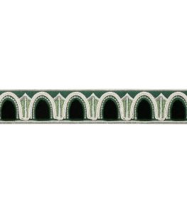 Dorian Velvet Border Trimming by Samuel & Sons Evergreen Dorian Velvet Border Trimming by Samuel & Sons Evergreen