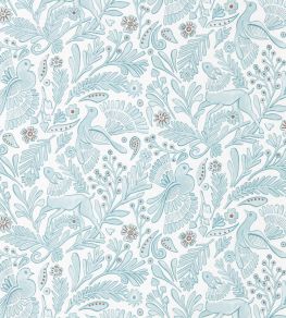 Dove & Deer Wallpaper by Scion Coast Blue Dove & Deer Wallpaper by Scion Coast Blue