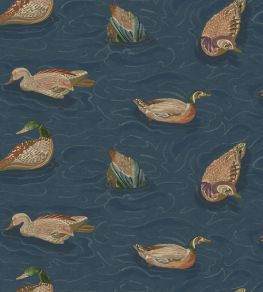 Duck Pond Wallpaper by Mulberry Home Indigo Duck Pond Wallpaper by Mulberry Home Indigo