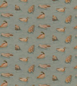Duck Pond Fabric by Mulberry Home Teal Duck Pond Fabric by Mulberry Home Teal