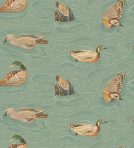 Duck Pond Wallpaper by Mulberry Home Teal Duck Pond Wallpaper by Mulberry Home Teal