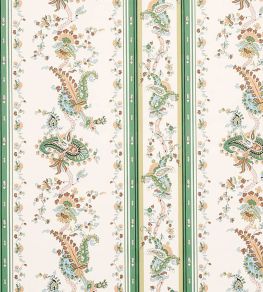 Elena Paisley Stripe Wallpaper by Schumacher Green Elena Paisley Stripe Wallpaper by Schumacher Green