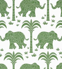 Elephant Wallpaper by Thibaut Green Elephant Wallpaper by Thibaut Green
