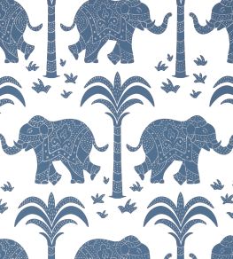 Elephant Wallpaper by Thibaut Navy Elephant Wallpaper by Thibaut Navy