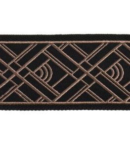 Cross Embroidered Braid 75mm Trimming by Houles Ebene Cross Embroidered Braid 75mm Trimming by Houles Ebene