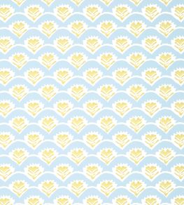 Emily Wallpaper by Thibaut Yellow and Blue