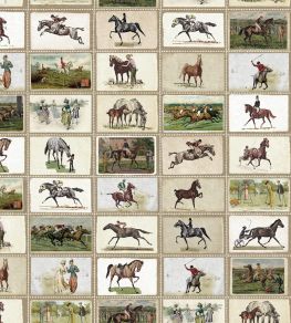 English Equestrian Stamps Wallpaper by MINDTHEGAP Taupe/Green/Brown English Equestrian Stamps Wallpaper by MINDTHEGAP Taupe/Green/Brown