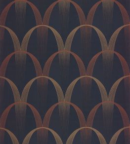 Entree Des Artistes Wallpaper by Casadeco Bleu Encre / Terracotta Entree Des Artistes Wallpaper by Casadeco Bleu Encre / Terracotta