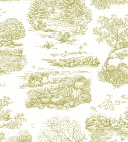 Eve Toile Wallpaper by Ohpopsi Olive Eve Toile Wallpaper by Ohpopsi Olive