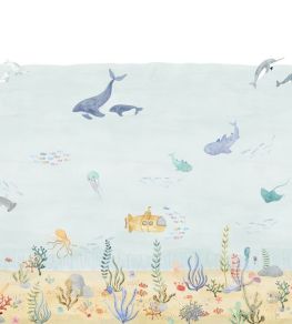 Exploration Under the Sea Mural by Casadeco Bleu Exploration Under the Sea Mural by Casadeco Bleu