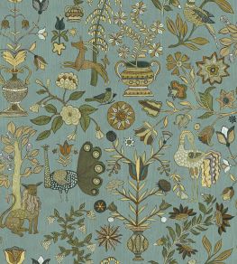 Fable Garden Wallpaper by Josephine Munsey Mid Blue and Olive Fable Garden Wallpaper by Josephine Munsey Mid Blue and Olive