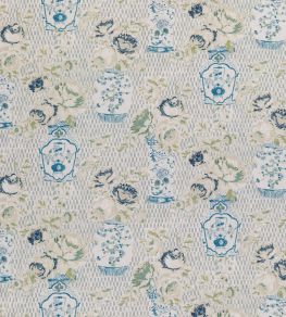 Famille Rose Fabric by Madeaux 01 China Blue Famille Rose Fabric by Madeaux 01 China Blue
