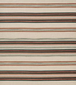 Farnaz Stripe Fabric by Nina Campbell Teal/Russet Farnaz Stripe Fabric by Nina Campbell Teal/Russet