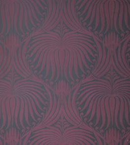 Lotus Wallpaper by Farrow & Ball Brinjal/Off Black Lotus Wallpaper by Farrow & Ball Brinjal/Off Black