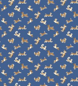 Fete De Chien Wallpaper by Scalamandre Royal Blue And Caramel