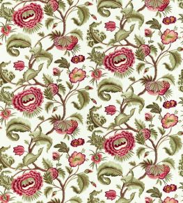 Flame Stitch Tree Fabric by Zoffany Evergreen / Tuscan Pink Flame Stitch Tree Fabric by Zoffany Evergreen / Tuscan Pink