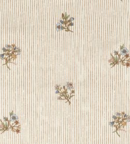 Flax & Field Posy Pinstripe Fabric by Volga Linen Multi/Oyster
