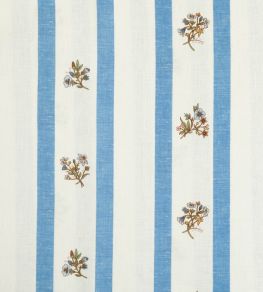 Flax & Field Posy Stripe Fabric by Volga Linen Cornflower Blue/Oyster Flax & Field Posy Stripe Fabric by Volga Linen Cornflower Blue/Oyster