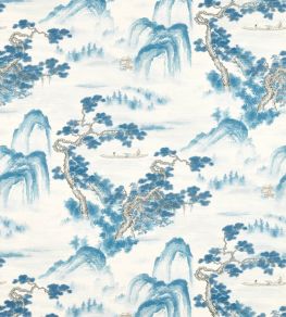 Floating Mountains on Unique Ground Wallpaper by Zoffany Indigo