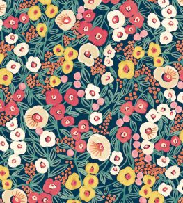 Flora Ditsy Wallpaper by Ohpopsi Indigo & Coral Flora Ditsy Wallpaper by Ohpopsi Indigo & Coral