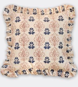 Floral Block Frilled Cushion 45 x 45cm by Barneby Gates Red/Navy Floral Block Frilled Cushion 45 x 45cm by Barneby Gates Red/Navy