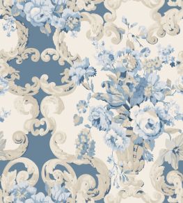 Floral Rococo Wallpaper by Mulberry Home Blue Floral Rococo Wallpaper by Mulberry Home Blue