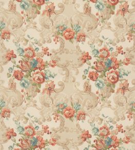 Floral Rococo Cotton Fabric by Mulberry Home Red/Green