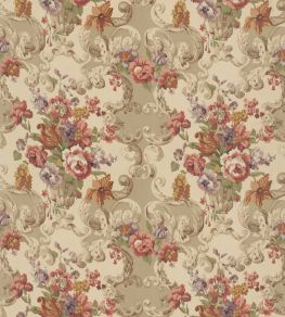 Floral Rococo Cotton Fabric by Mulberry Home Red/Plum Floral Rococo Cotton Fabric by Mulberry Home Red/Plum