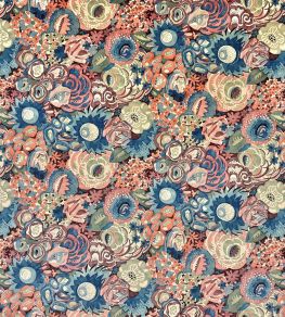 Florella Velvet Fabric by Ian Sanderson Blue Moss
