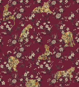 Flowered Felines Mural by Eijffinger Red Flowered Felines Mural by Eijffinger Red