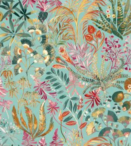 Folium Fabric by Arley House Aqua Folium Fabric by Arley House Aqua
