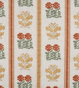 Folkloric Floral Stripe Fabric by Volga Linen Amber/Oyster Folkloric Floral Stripe Fabric by Volga Linen Amber/Oyster