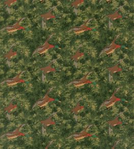 Forest Ducks Velvet Fabric by Mulberry Home Emerald Forest Ducks Velvet Fabric by Mulberry Home Emerald