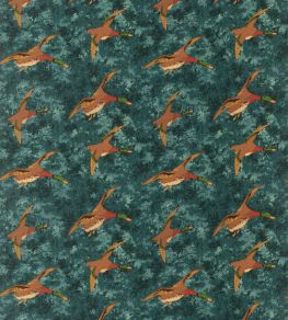 Forest Ducks Velvet Fabric by Mulberry Home Teal