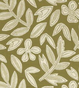 Forget Me Not Fabric by Casamance Olive Forget Me Not Fabric by Casamance Olive