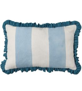 Frill Wide Stripe Cushion 60 x 40cm by Molly Mahon Blue