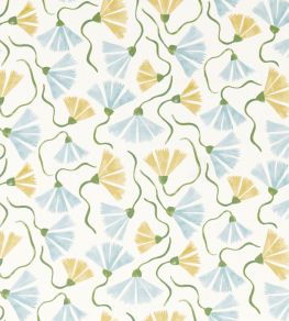 Fringed Poppy Print Fabric by Scion Honey/Cornflower Fringed Poppy Print Fabric by Scion Honey/Cornflower
