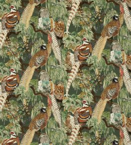 Game Birds Velvet Fabric by Mulberry Home Forest Game Birds Velvet Fabric by Mulberry Home Forest